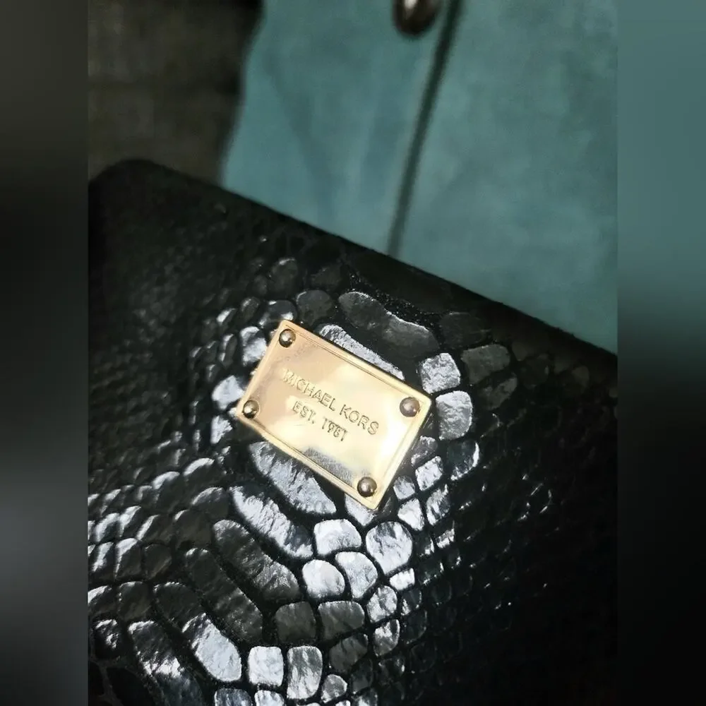 **EUC** Michael Kors black snakeskin embossed wallet